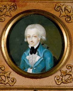オーストリア、作曲家ヴォルフガング・アマデウス・モーツァルト（1756～1791）の肖像、1773年頃（象牙に細密画） 作： マーティン・ノラー