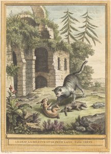 Le chat, la belette et le petit lapin (猫、イタチ、ウサギ) 作： Martin Marvie after Jean Baptiste Oudry