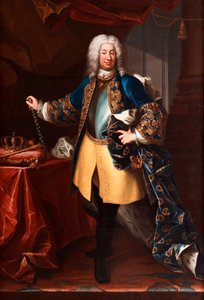 Portrait of Frederic I (Frederick I) (1676-1751) roi de Suede et prince de Finlande (Portrait of King Frederick I of Sweden (1676-1751))Martin Meytens dit le jeune (1695-1770) の絵画、1730年頃 - 油彩・キャンバス、234x158 - 個人蔵