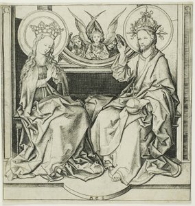 聖母を祝福するキリスト 作： Martin Schongauer