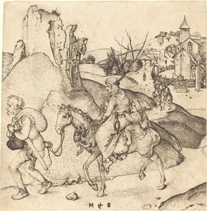 市場に行く農民の家族 作： Martin Schongauer