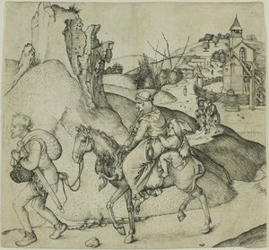 市場に出向く農民一家 作： Martin Schongauer