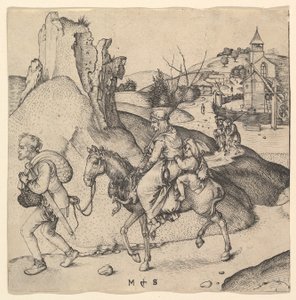 市場に行く農民家族、ca。 1435-1491。 作： Martin Schongauer