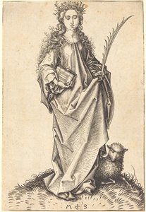 聖アグネス 作： Martin Schongauer