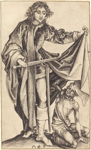 マントを割る聖マルタン 作： Martin Schongauer