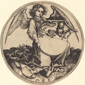 天使に抱かれた獅子の盾 作： Martin Schongauer