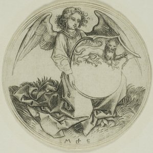 天使に抱かれた獅子の盾 作： Martin Schongauer