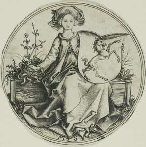 淑女に抱かれたユニコーンの盾 作： Martin Schongauer