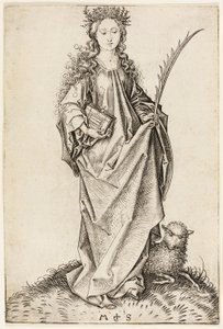 聖アグネス 作： Martin Schongauer