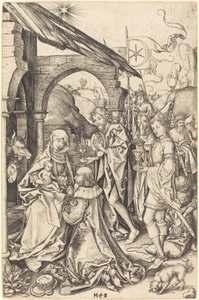 魔術師の崇拝 作： Martin Schongauer