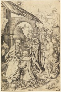 魔術師の崇拝 作： Martin Schongauer