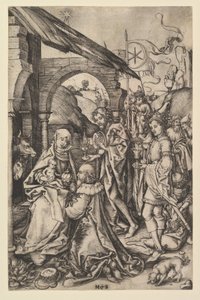 賢者の礼拝、ca。 1435-1491。 作： Martin Schongauer