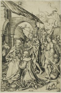キリストの生涯より、東方の三博士の崇拝 作： Martin Schongauer