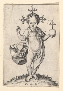 オーブを持つキリストの子供、1469年-1482年。 作： Martin Schongauer
