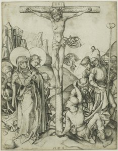 聖女、聖ヨハネ、ローマ兵と磔刑 作： Martin Schongauer
