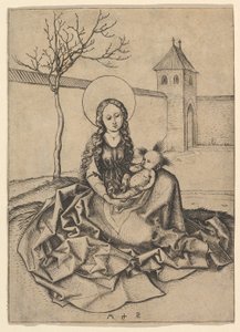 中庭のマドンナと子供1435-1491。 作： Martin Schongauer