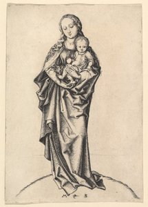 リンゴを持つヴァージンとチャイルド、ca。 1475年。 作： Martin Schongauer