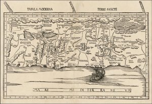 マルティン・ヴァルトゼーミュラーによる1513年のパレスチナ地図 作： マーティン・ヴァルトゼーミュラー