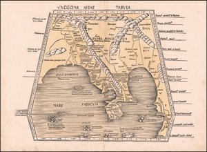マルティン・ヴァルトゼーミュラーによる東南アジア、中国、インドの1513年地図 作： マーティン・ヴァルトゼーミュラー