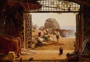 ナポリの漁師の家族 作： Martinus Rorbye