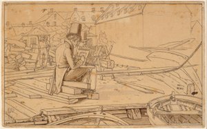 造船所で絵を描くアーティスト 作： Martinus Rørbye