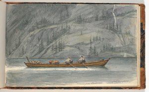 手漕ぎボートのあるフィヨルドの風景。 クレーデレン、ノルウェー 作： Martinus Rørbye