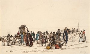 「クリスチャニア・フィオルデンのホルテンの船橋」の習作 作： Martinus Rørbye