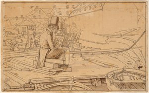造船所で絵を描くアーティスト 作： Martinus Rørbye