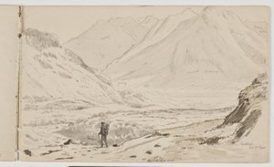 ハイカーと山の風景 作： Martinus Rørbye