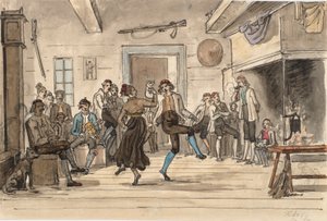 ノルウェーの農家で踊る 作： Martinus Rørbye