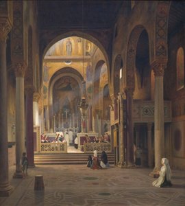 イタリア、パレルモのカペラ パラティーナの内部 作： Martinus Rørbye