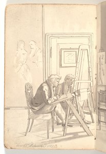 若いアーティストが描くアカデミーのインテリア 作： Martinus Rørbye