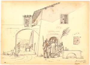 オステリアの外のイタリア人 作： Martinus Rørbye