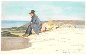1833 年 5 月 22 日、Vendsyssel、Bangsbo の丘に座っている男性 作： Martinus Rørbye