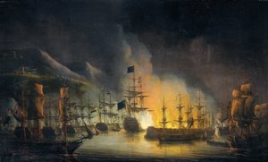 アルジェの砲撃 (1816 年 8 月 26 ～ 27 日) 作： Martinus Schouman (signed by artist)