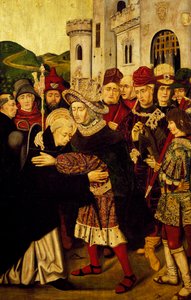 カスティーリャ国王フェルディナンド1世がシロスの聖ドミニコを迎える 作： Martín Bernat