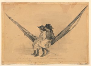 ハンモックに乗るメアリーとエレノア・ヘイグ 作： Mary A. Hallock Foote