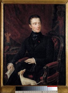フランスの詩人アルフォンス・ド・ラマルティーヌ (1790-1869) の肖像 マリアンヌ・ラマルティーヌ (19 世紀) による絵画。 パリ。 ロマンティック ライフ ミュージアム 作： Mary Ann Elisa Lamartine