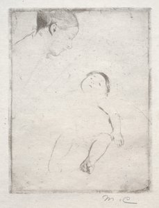 母親のラップの上に横たわるビルc。 1889年。 作： Mary Cassatt