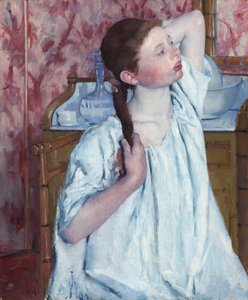 髪を整える少女（1886年 作： Mary Cassatt