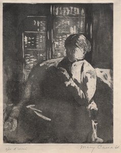 図書館で編み物 作： Mary Cassatt