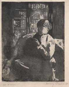 図書館で編み物c。 1881年。 作： Mary Cassatt