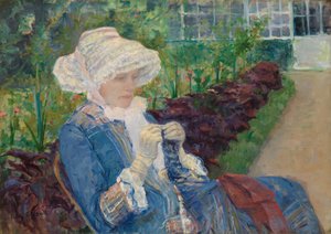 マーリーの庭でリディアかぎ針編み、1880 作： Mary Cassatt