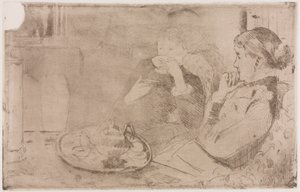 リディアとお茶の母c。 1880 作： Mary Cassatt