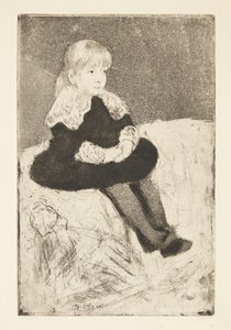 ソファに座るマドモアゼル・リュゲ 作： Mary Cassatt
