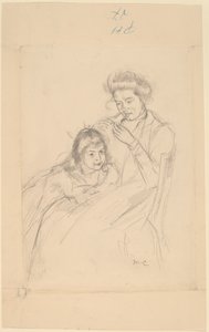 玲音の膝にもたれるマルゴー 1902年頃 作： Mary Cassatt