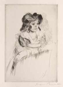 マーゴット、肘掛け椅子の背中に安静時の腕、c。 1903。 作： Mary Cassatt