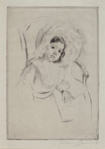 椅子にもたれているフロッピーボンネットのマーゴット、1902年頃。 作： Mary Cassatt