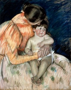 19世紀後半または20世紀初頭の母子。 作： Mary Cassatt