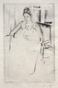 窓の近くに座っているガードナーカサット夫人と彼女の赤ちゃんc。 1887。 作： Mary Cassatt